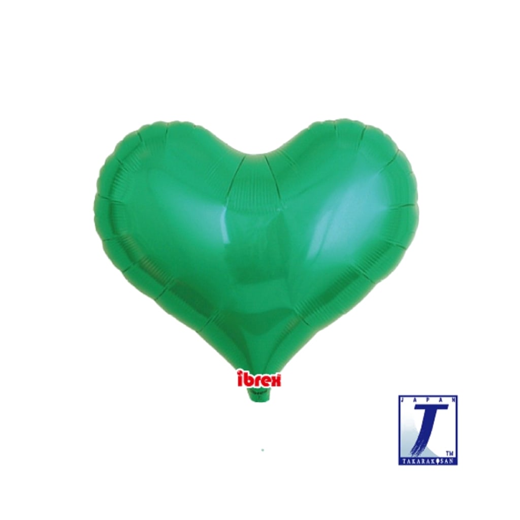 Folienballon Herz metallic green, 36cm, 5 Stück