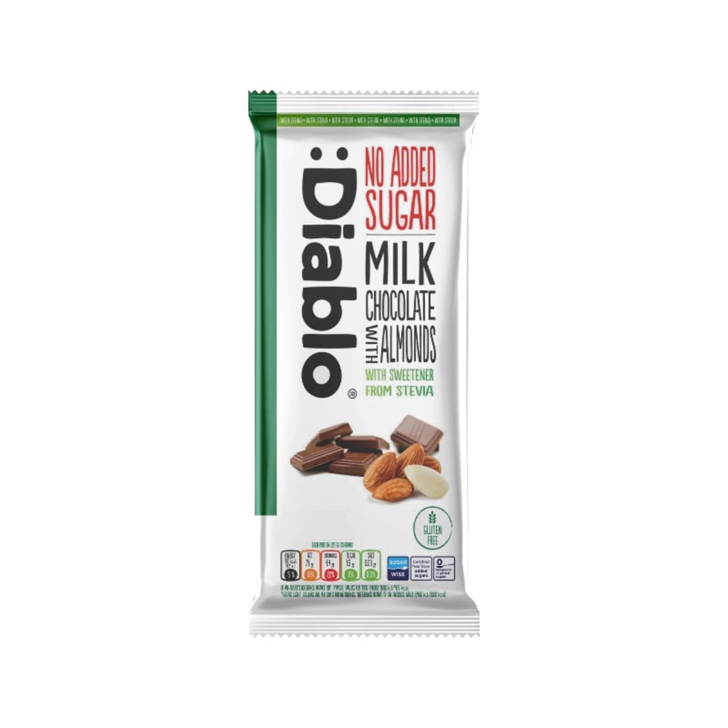 Diablo Stevia Milk Almond Chocolate, 75g